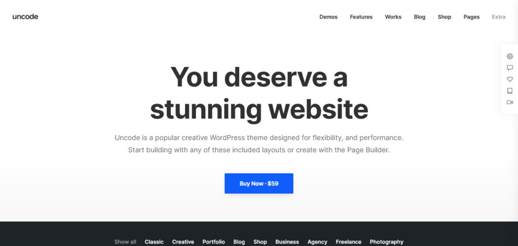 uncode fastest WordPress theme