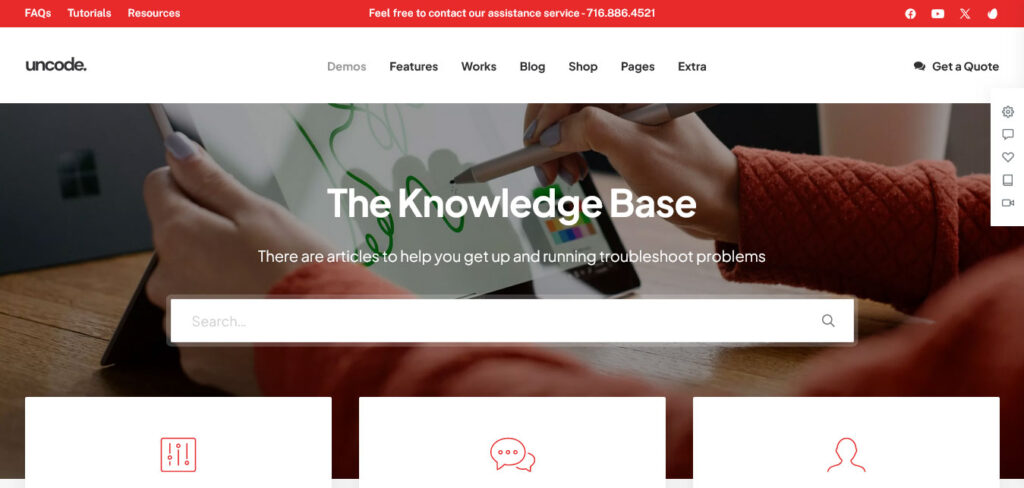 Uncode helpcenter WordPress theme