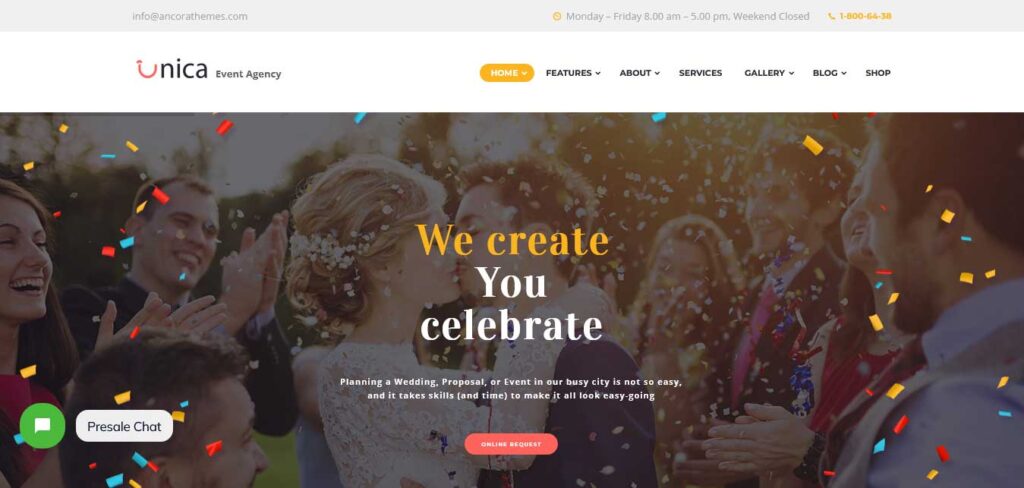 Unica wedding wordpress theme